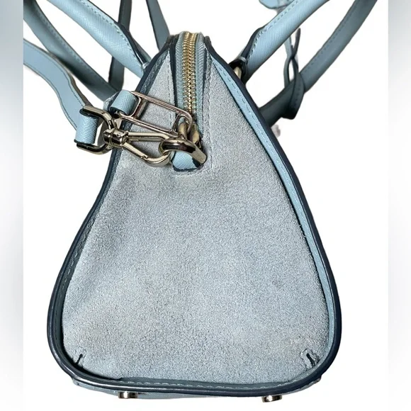 Kate Spade Baby Blue Reiley Medium Dome Saffiano Leather Satchel Crossbody Bag - Picture 6 of 16